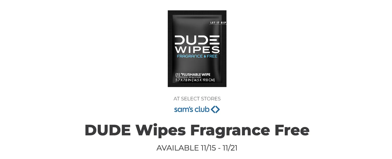 Free Dude Wipes Fragrance Free At Sam’s Club Freeosk – Limited Time Only!